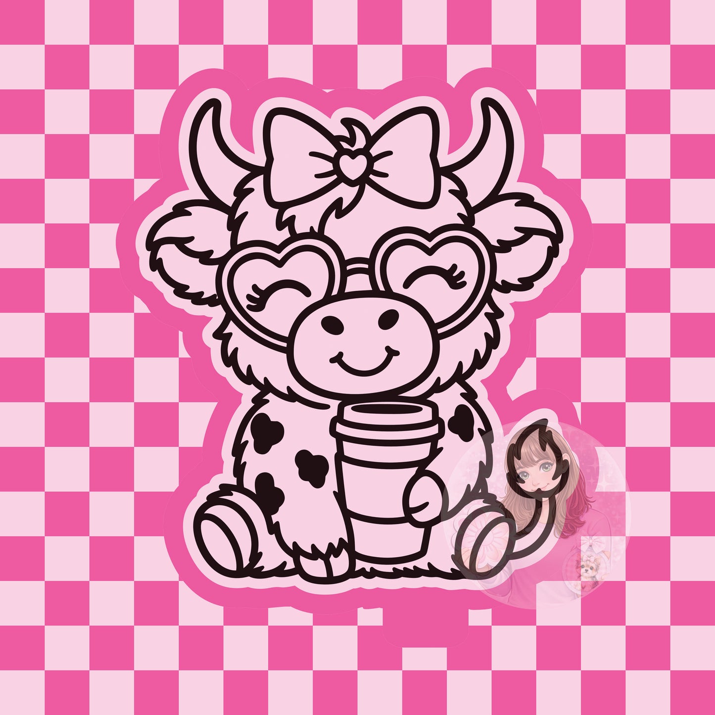 Cow with heart glasses and coffee silicone freshie mold