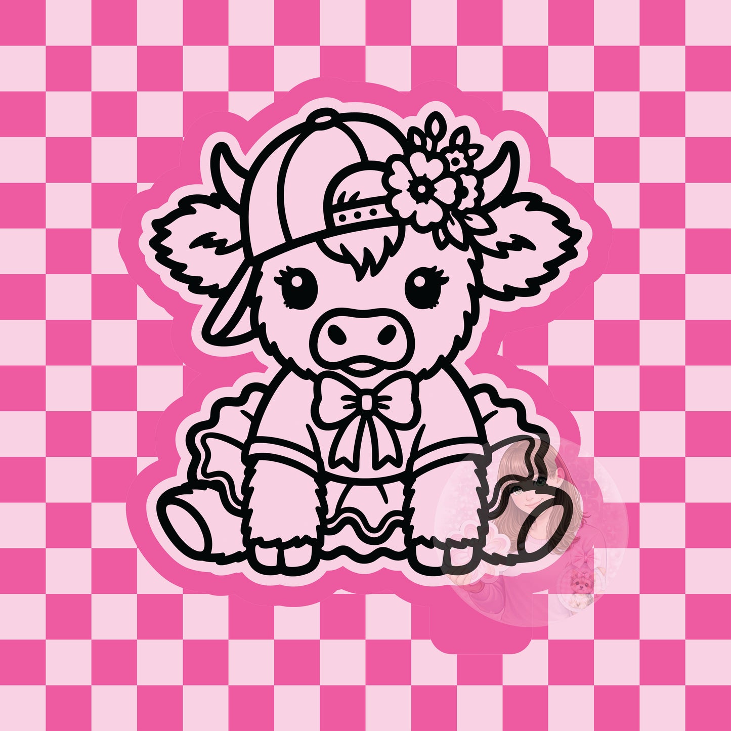Highland cow with tutu and hat silicone freshie mold
