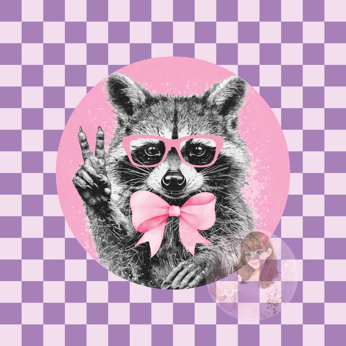 Peace raccoon - round