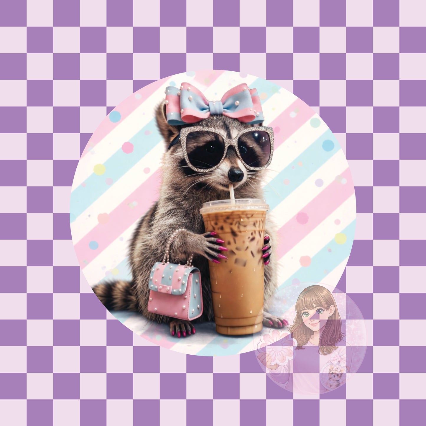 Trendy raccoon - round