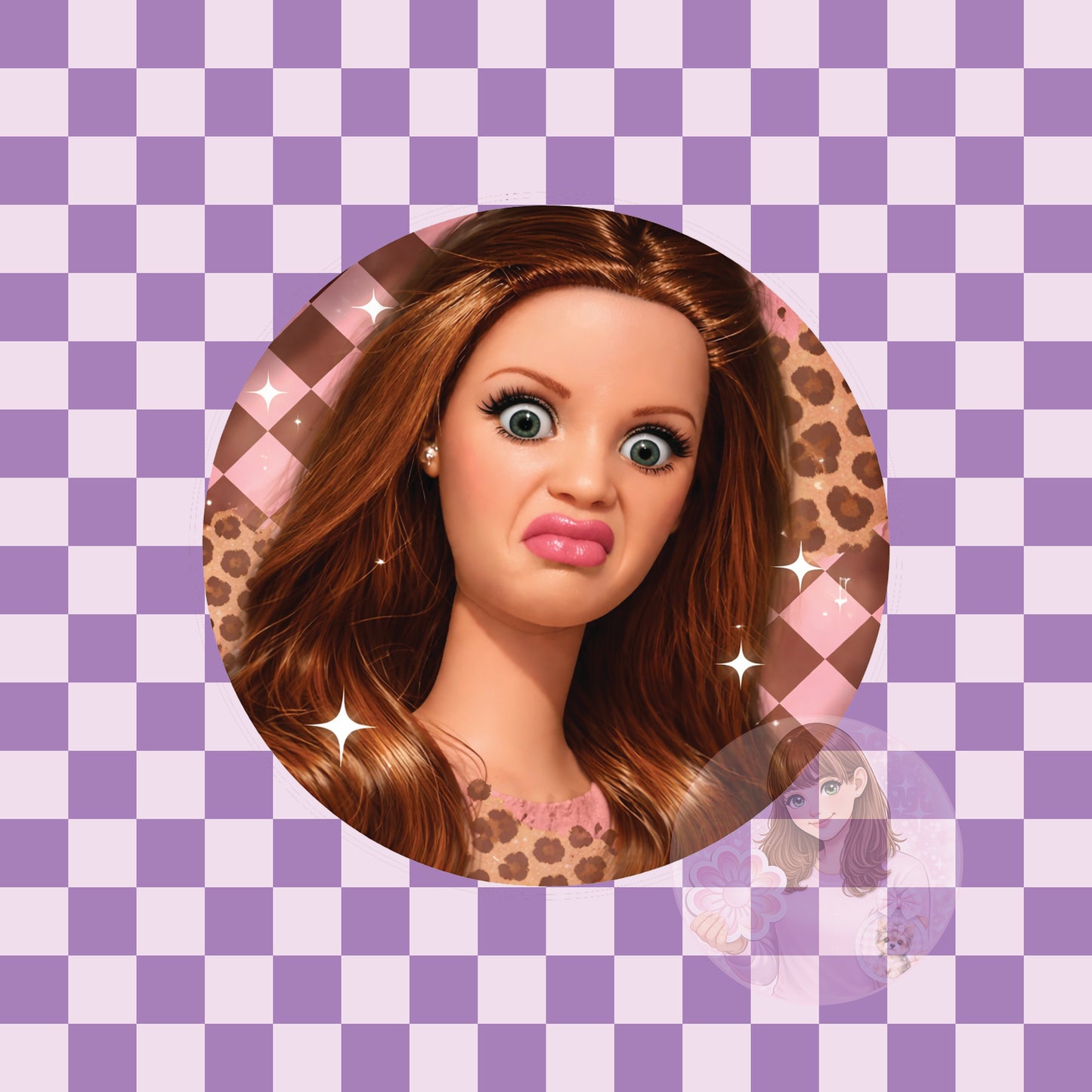 Crash out doll yuck face - round