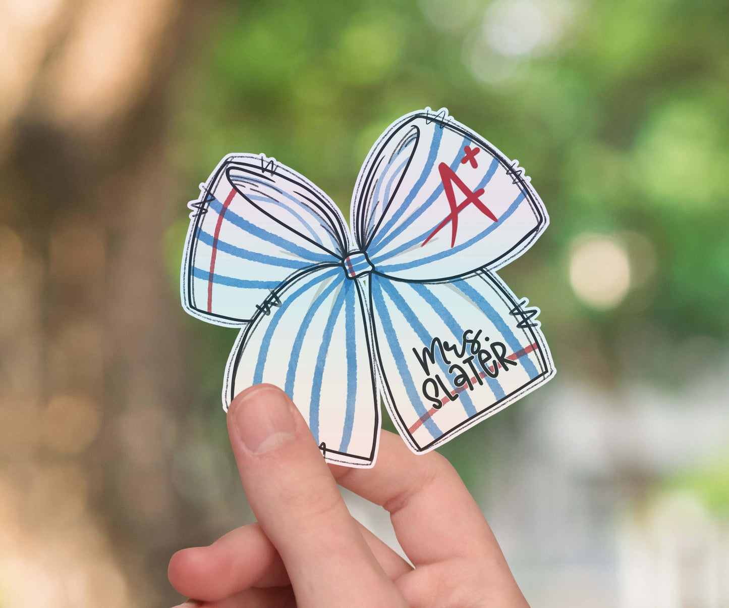 Personalized teacher bow sticker