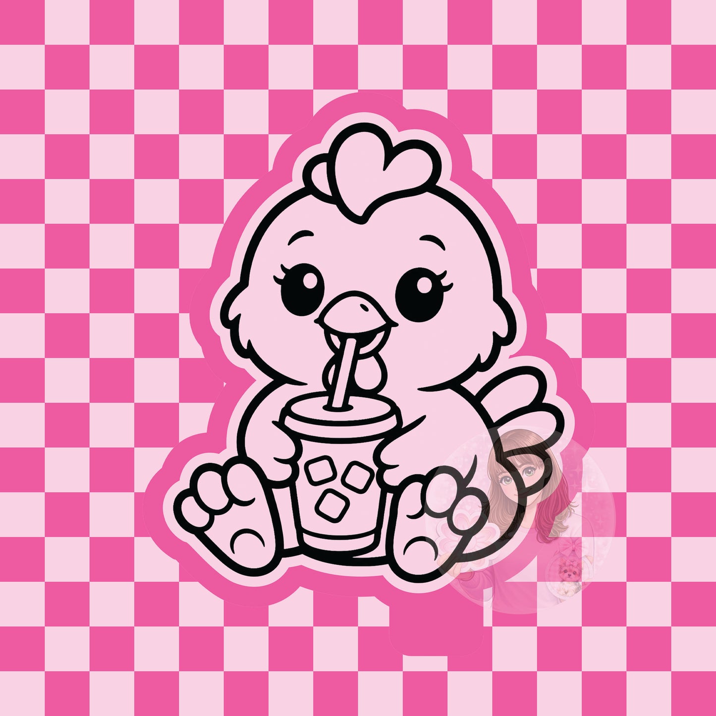 Chicken drinking coffee silicone freshie mold