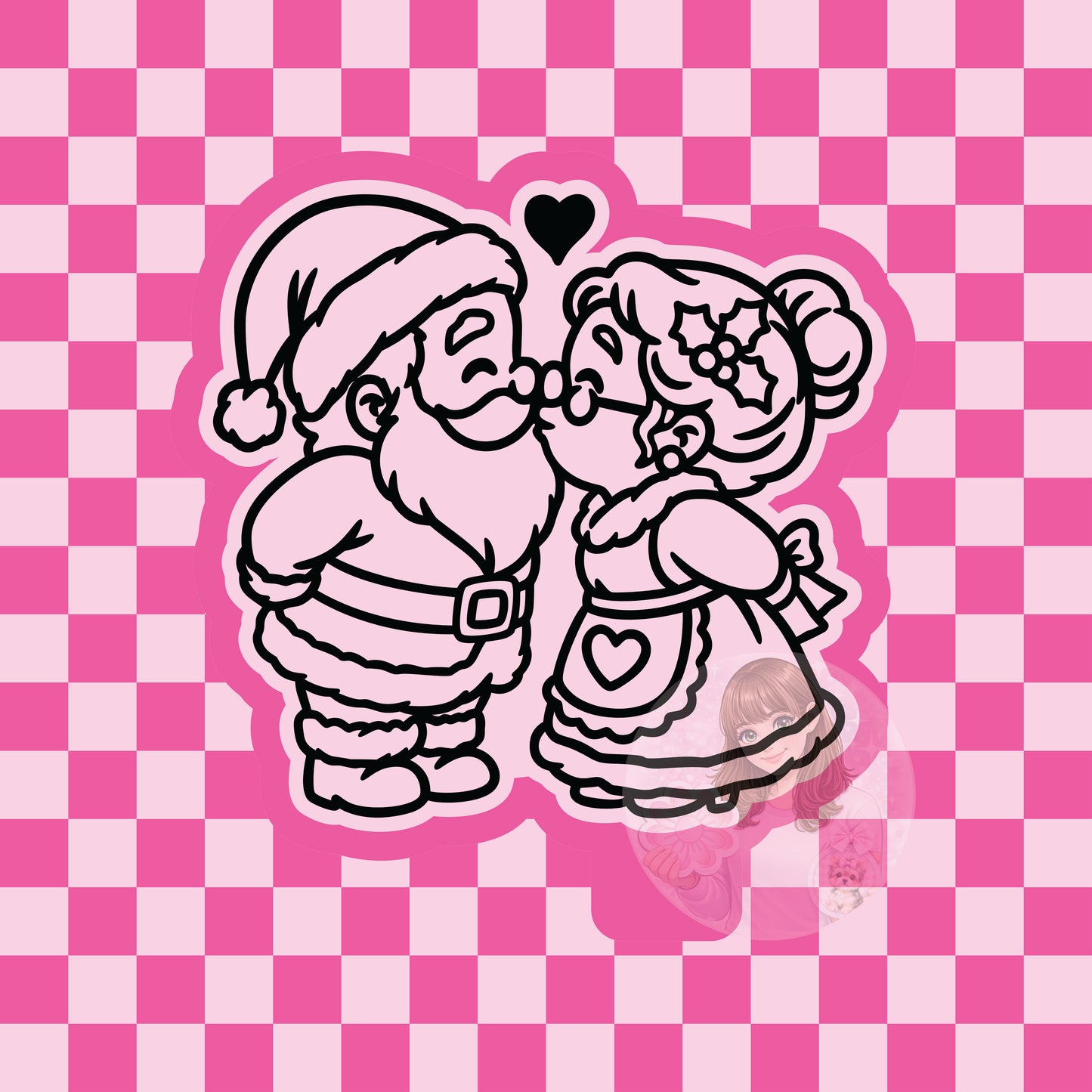 Kissing Mr. and Mrs. Claus silcione freshie mold