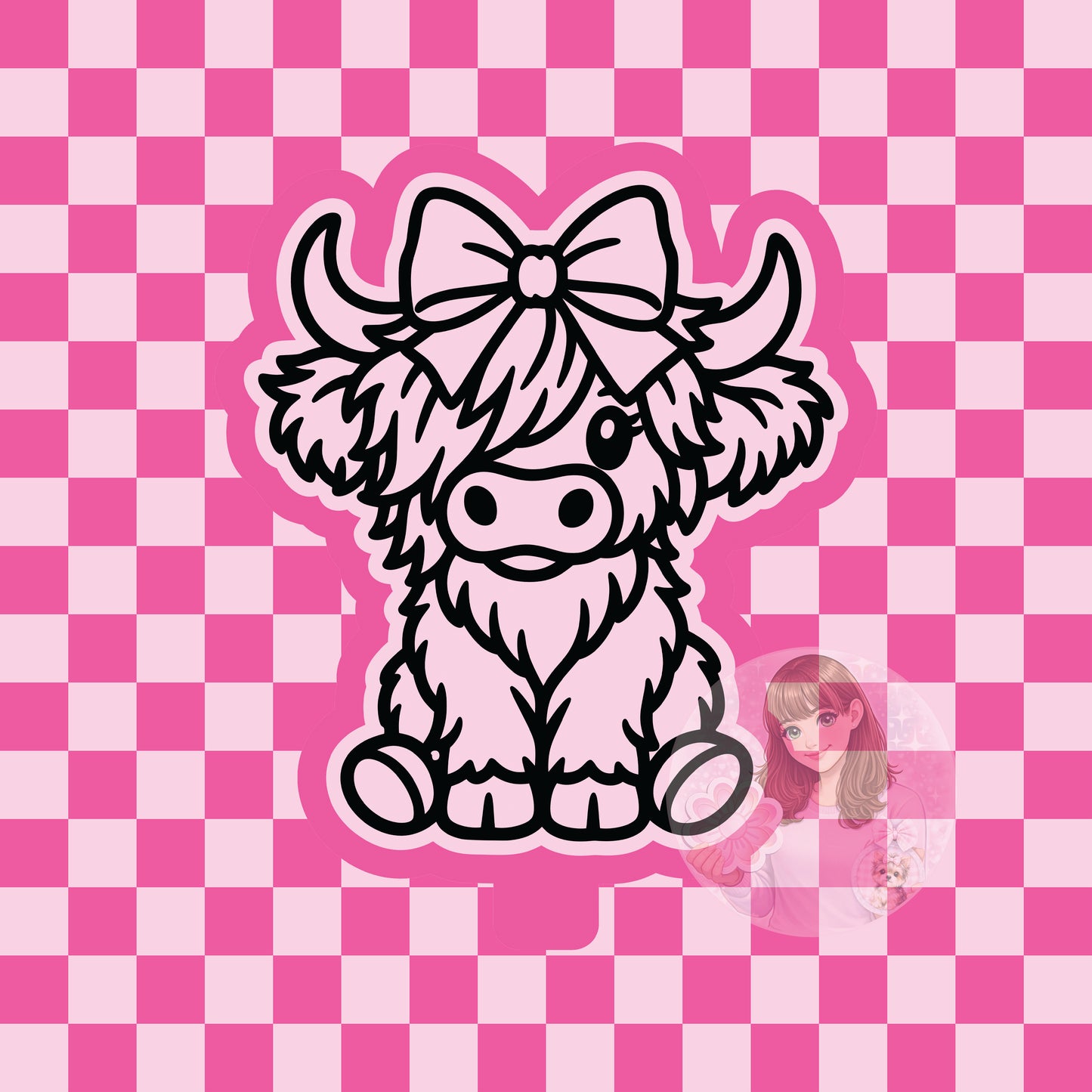 Highland cow with big bow silicone freshie mold