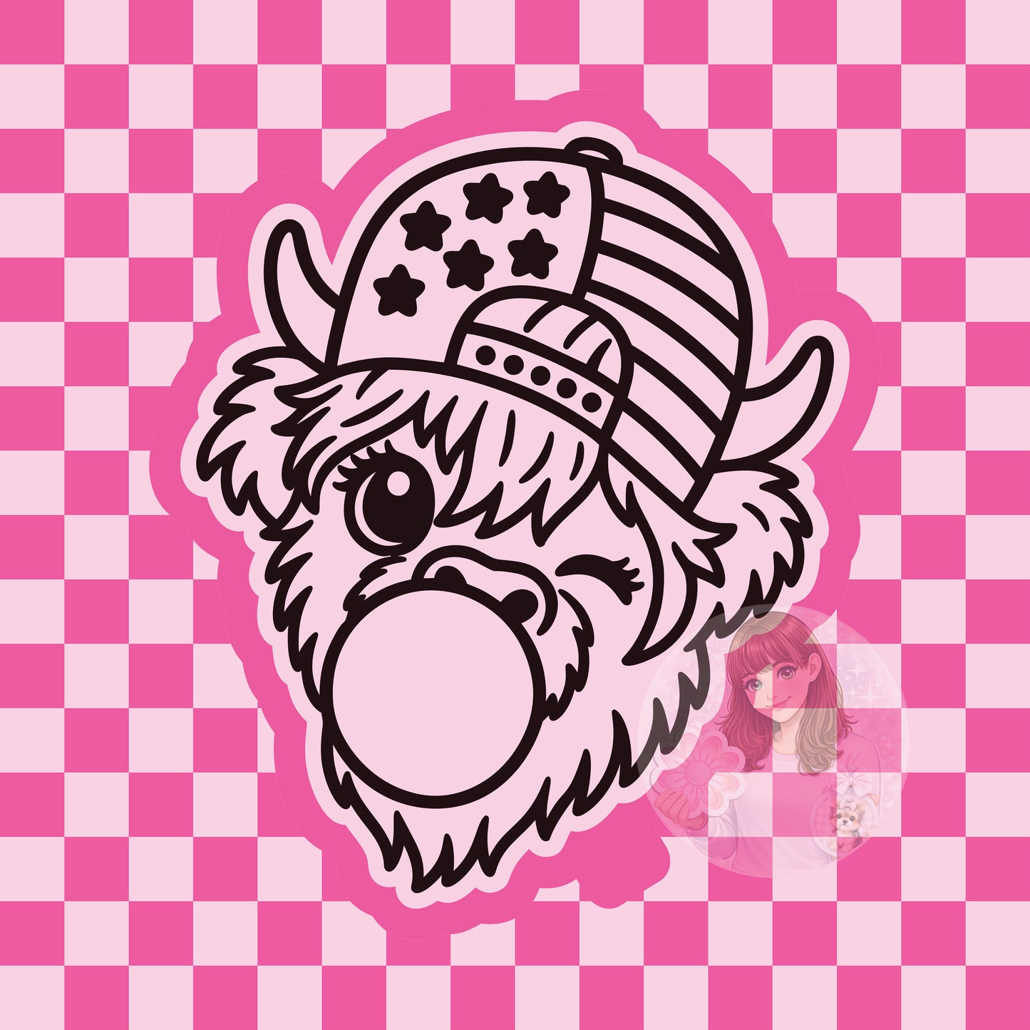 Cow with patriotic hat and bubblegum silicone freshie mold