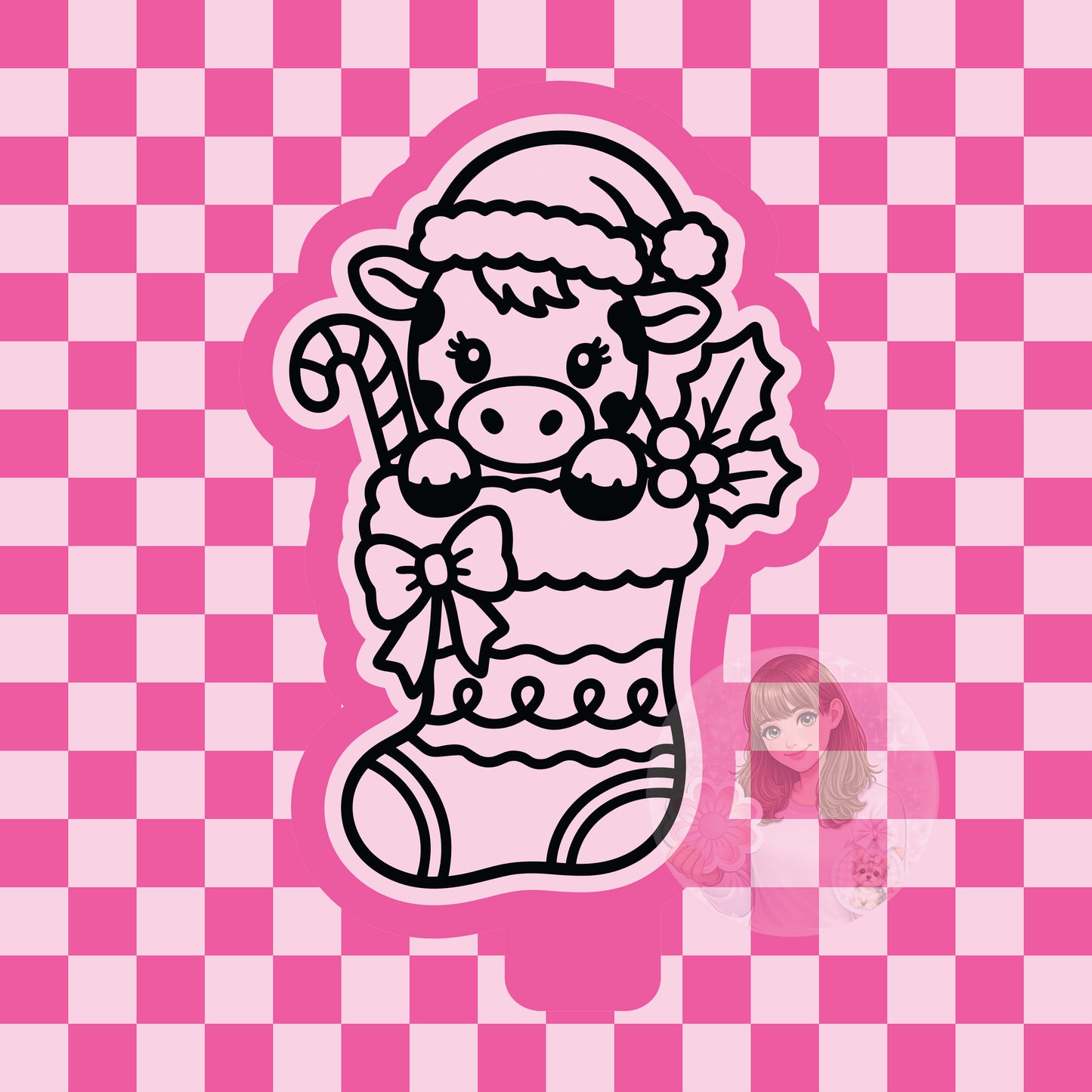 Cow in Christmas stocking silicone freshie mold