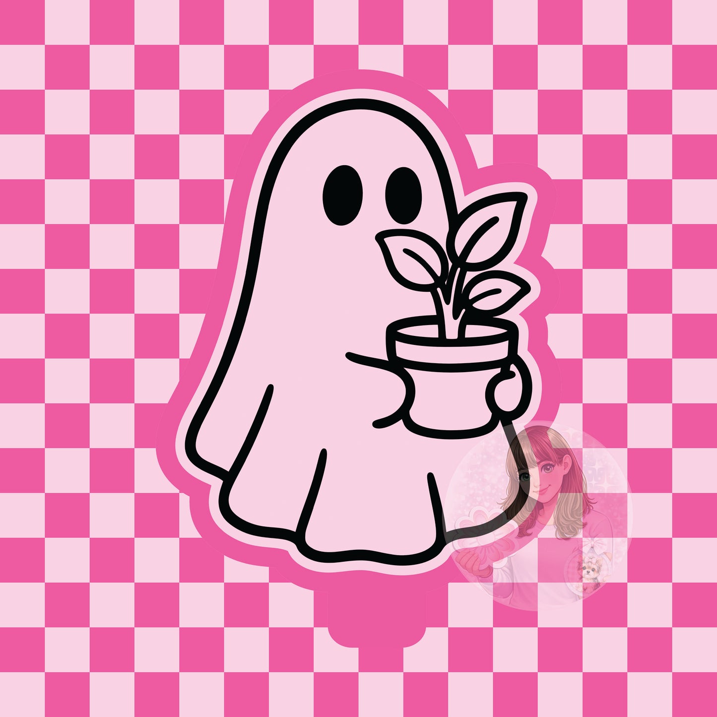 Ghost holding plant (no hearts) silicone freshie mold