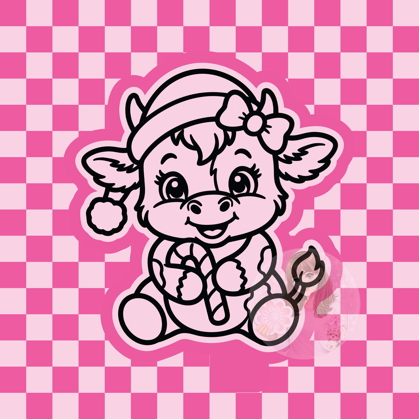 Cow holding candy cane silicone freshie mold