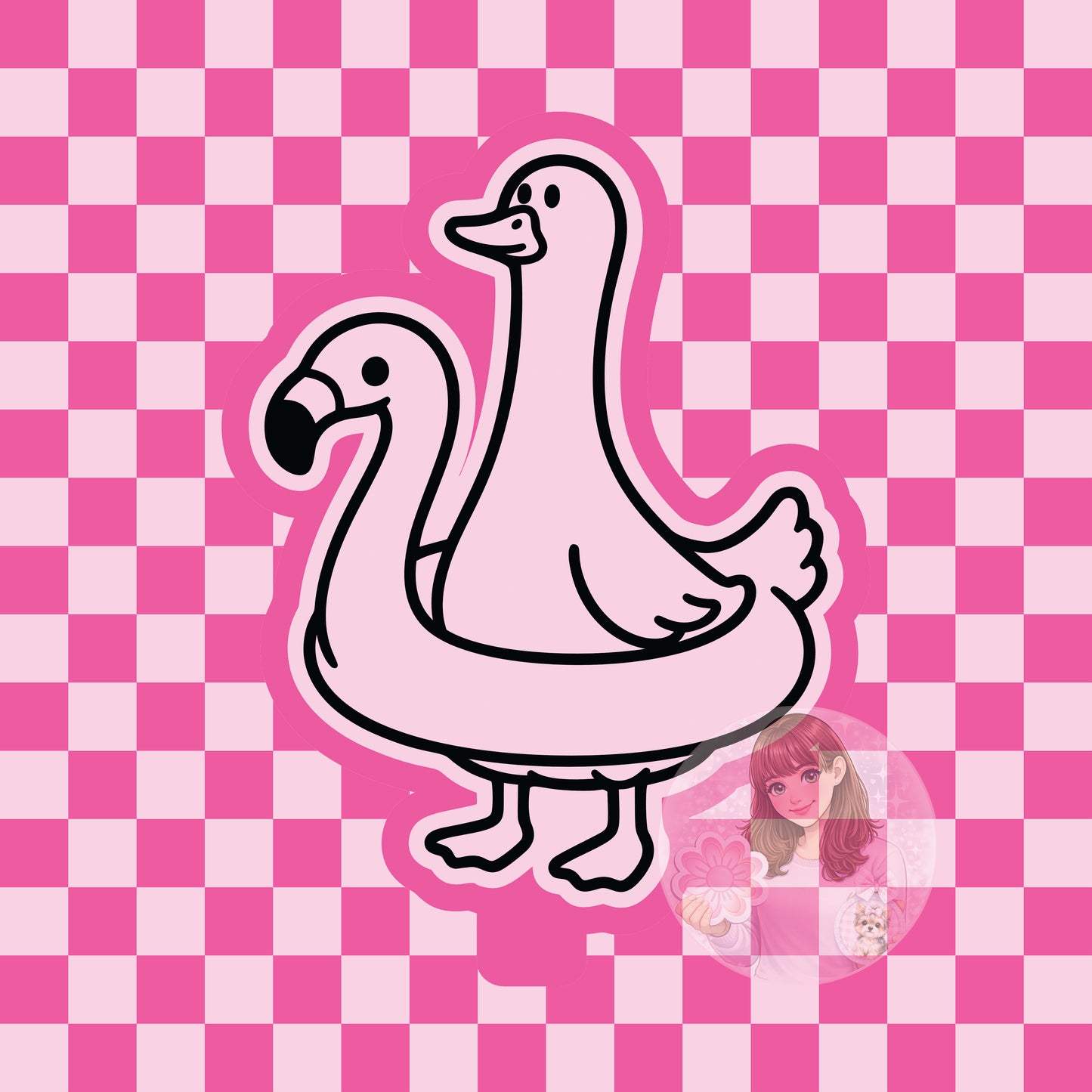 Goose standing with flamingo float silicone freshie mold