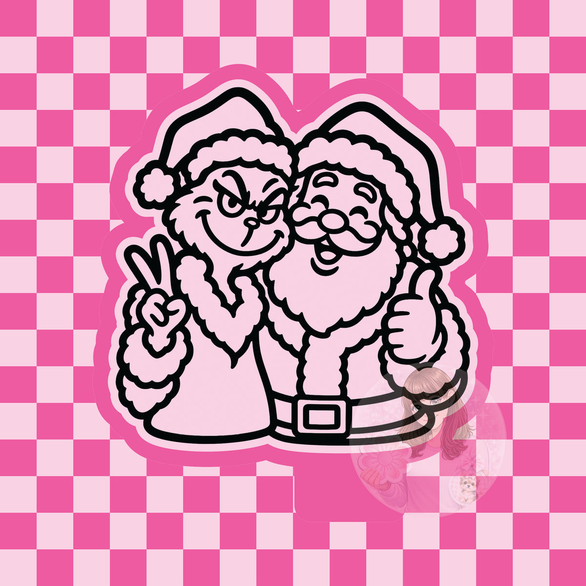 Green guy and Santa selfie silicone freshie mold