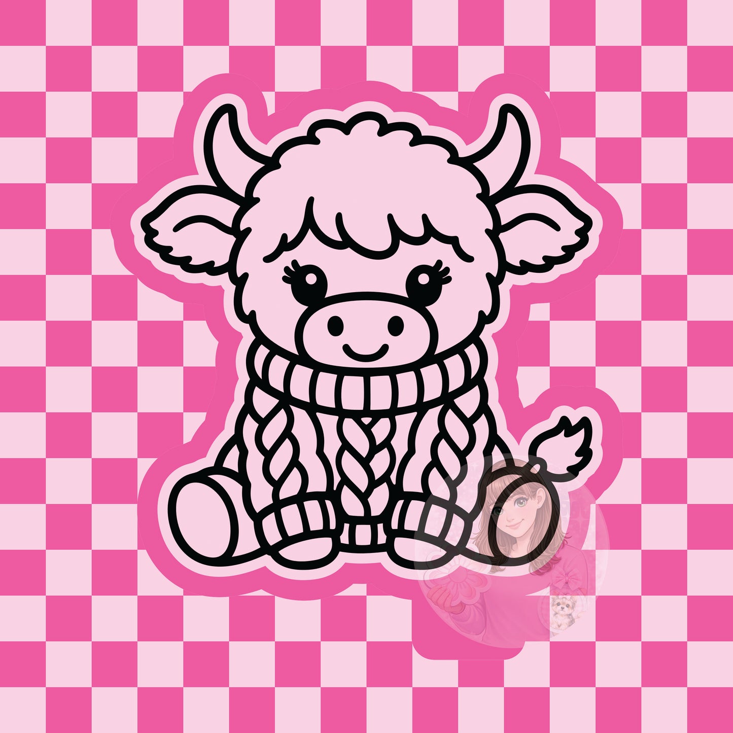 Highland cow in knitted sweater silicone freshie mold