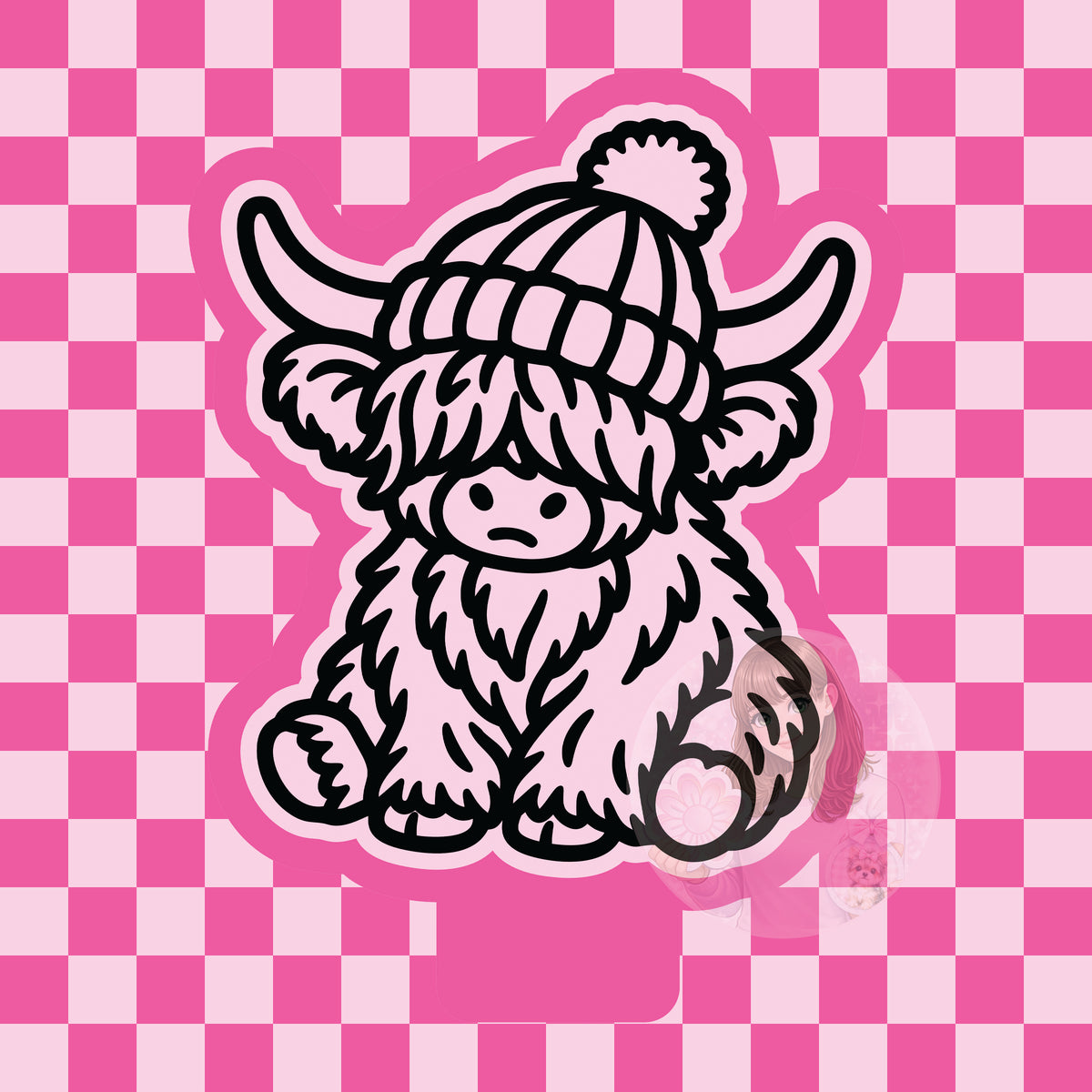Highland cow with beanie silicone freshie mold