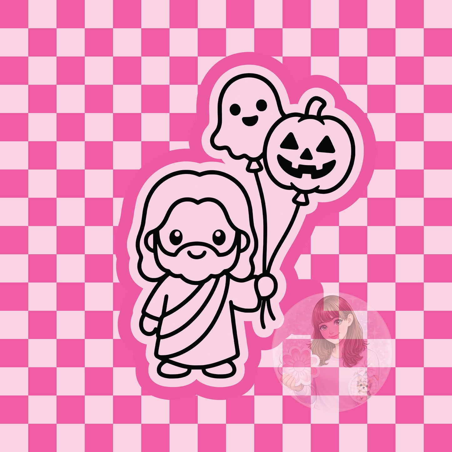 Jesus holding Halloween balloons silicone freshie mold