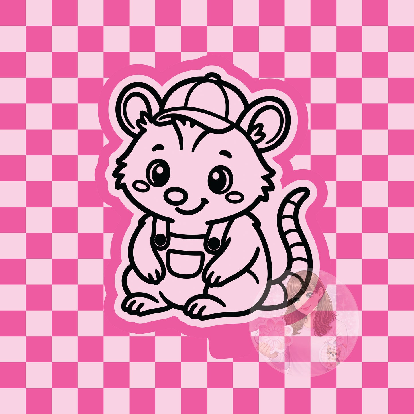 Opossum with hat and overalls silicone freshie mold