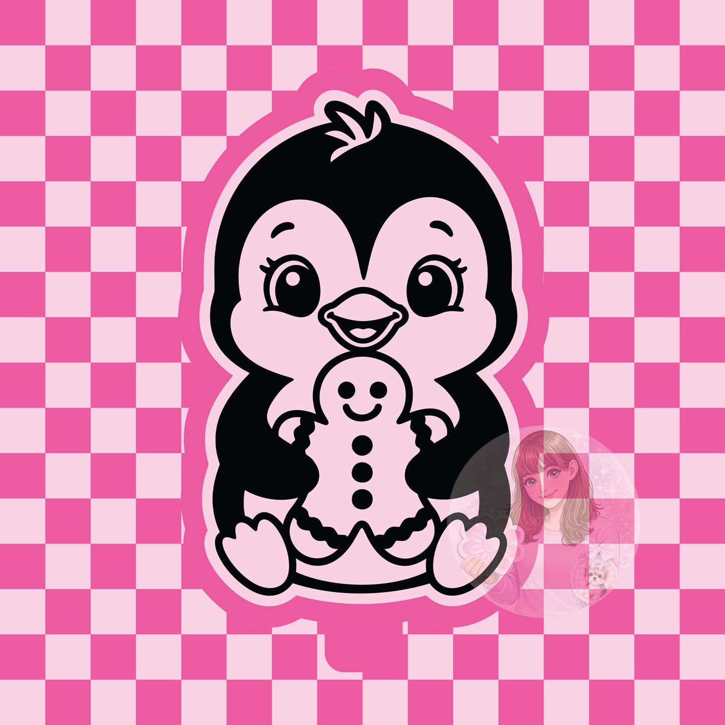 Penguin with gingerbread man silicone freshie mold