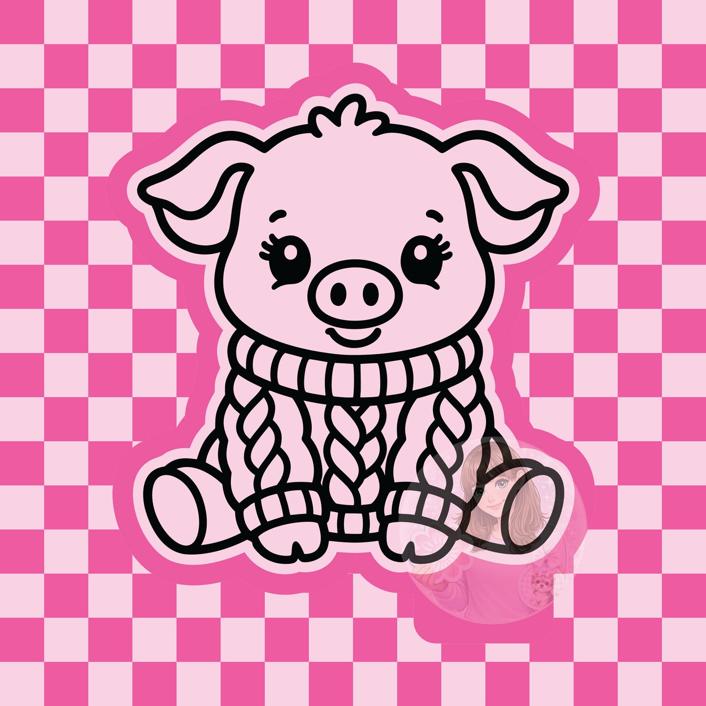 Pig in knitted sweater silicone freshie mold