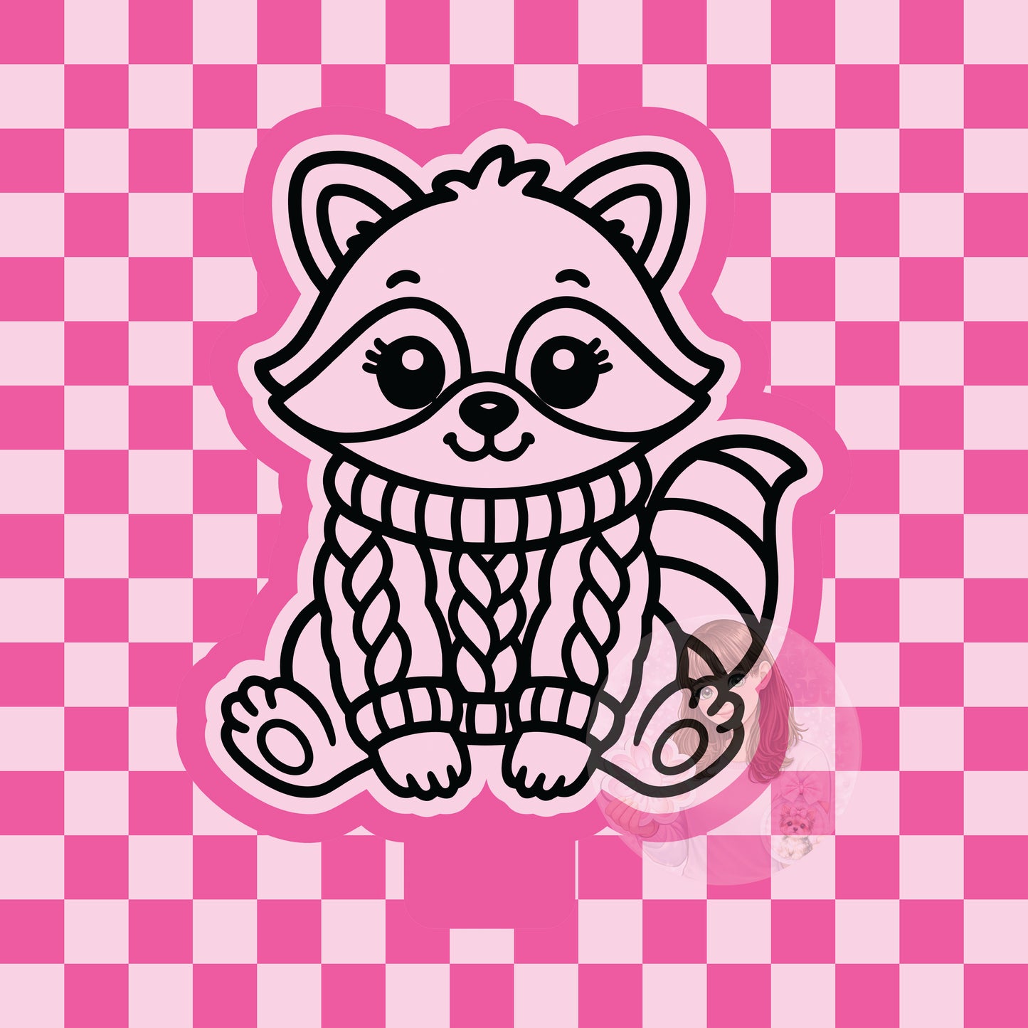 Raccoon in knitted sweater silicone freshie mold