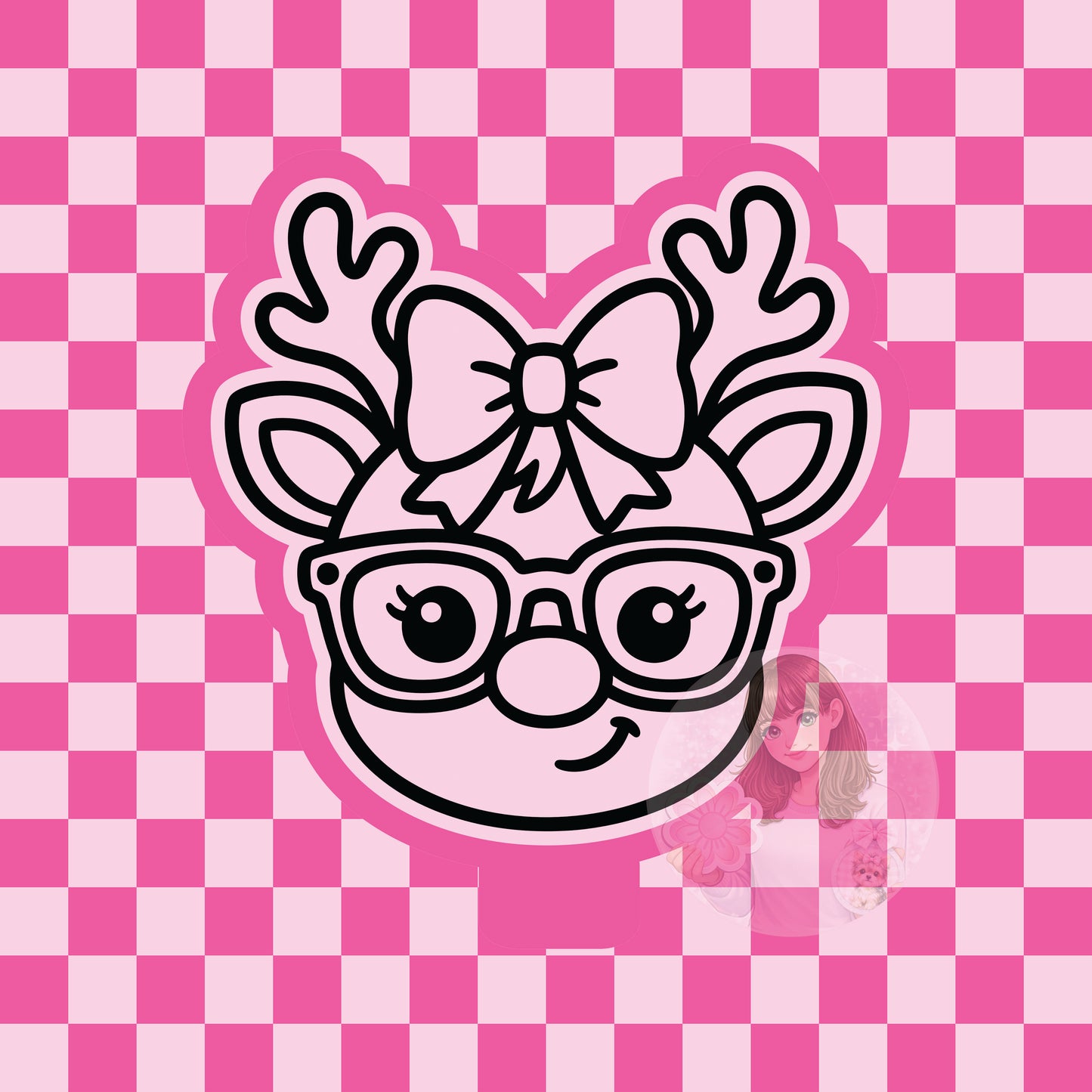 Reindeer with glasses silicone freshie mold