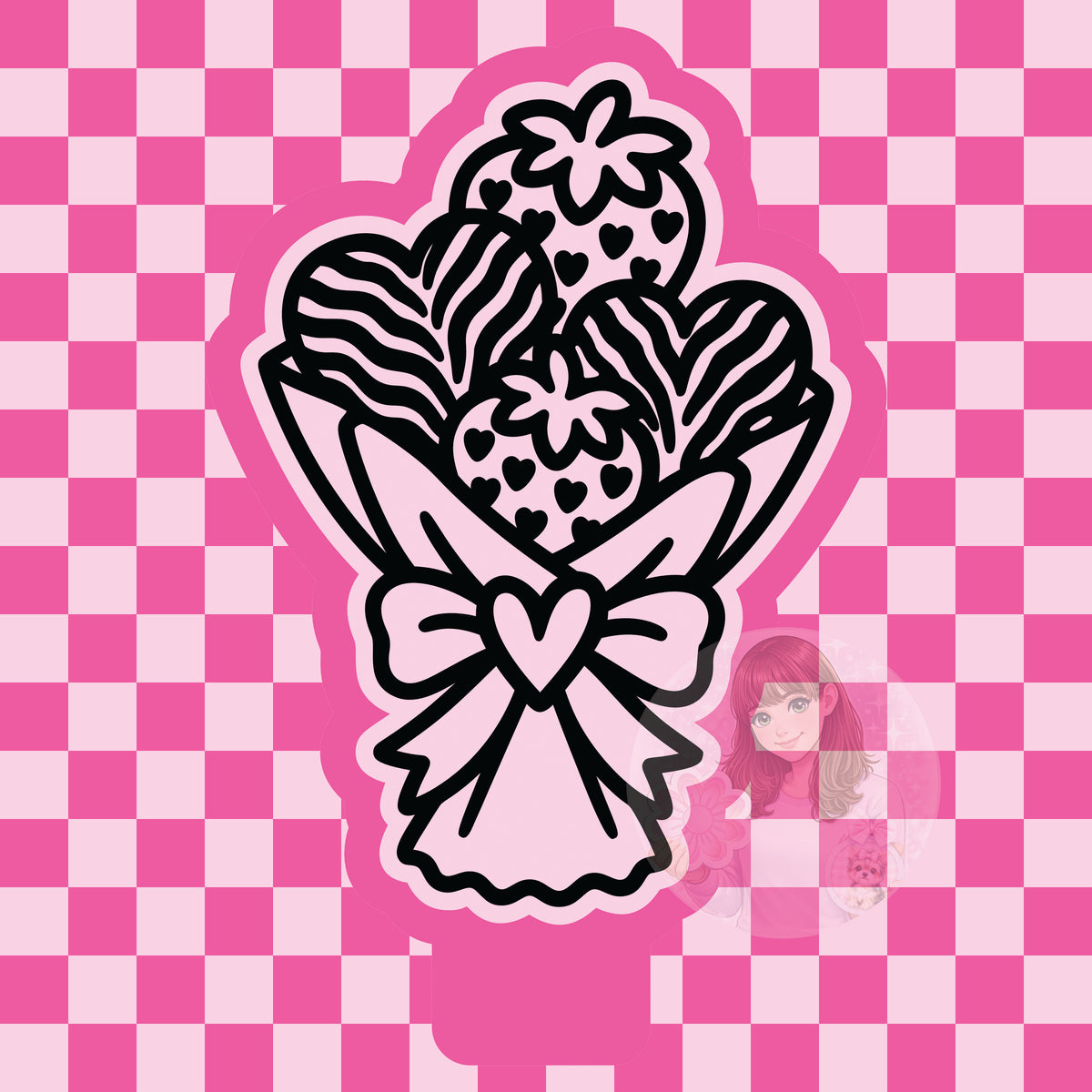 Strawberry zebra heart bouquet silicone mold