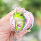 Frog with princess crown retractable badge reel