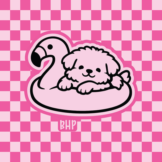 Puppy in flamingo float silicone freshie mold