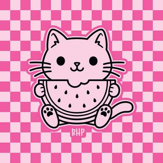 Cat with watermelon silicone freshie mold