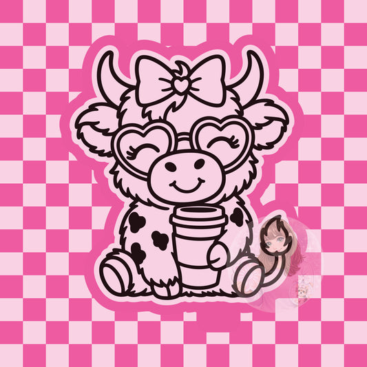 Cow with heart glasses and coffee silicone freshie mold