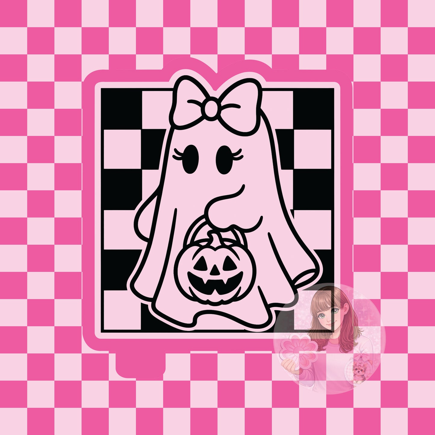 Ghost in checkered square silicone freshie mold