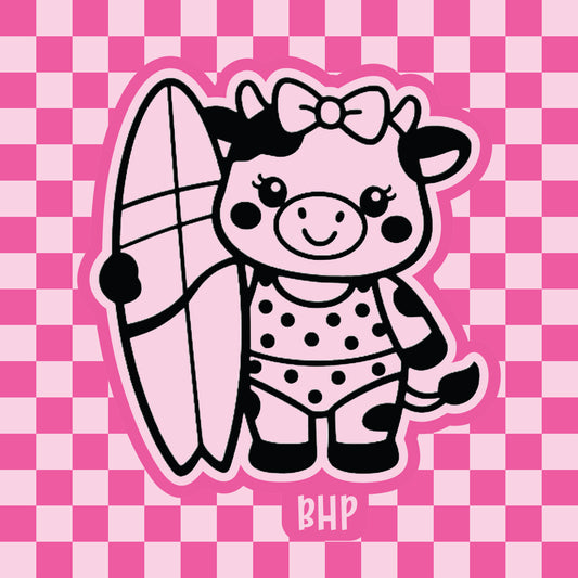 Cow with surfboard silicone freshie mold