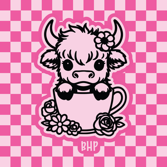 Highland cow in a teacup silicone freshie mold