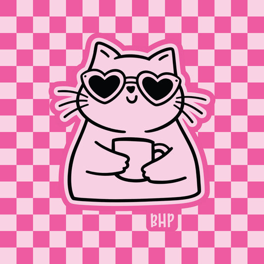 Coffee and sunglasses cat silicone freshie mold