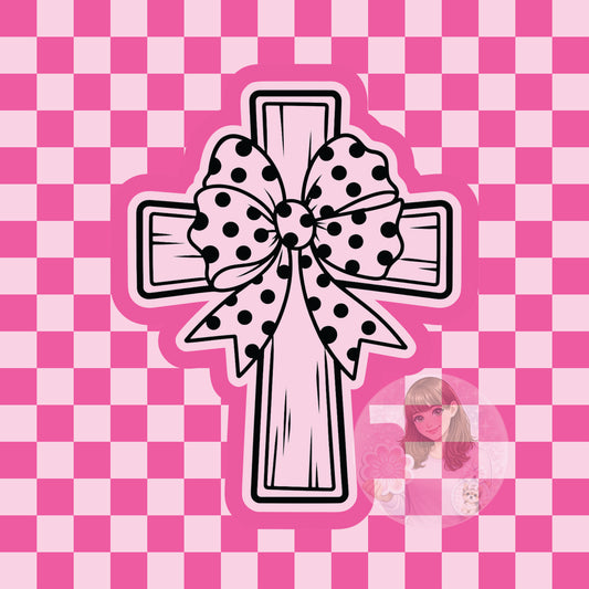 Cross with polka dot bow silicone freshie mold