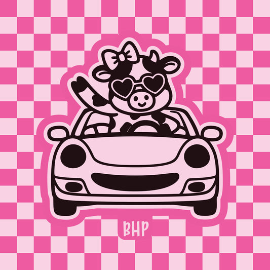 Cow driving car silicone freshie mold