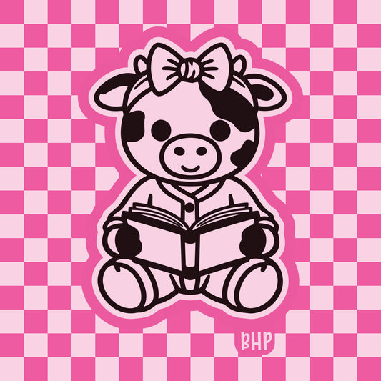 Cow reading a book in pjs silicone freshie mold