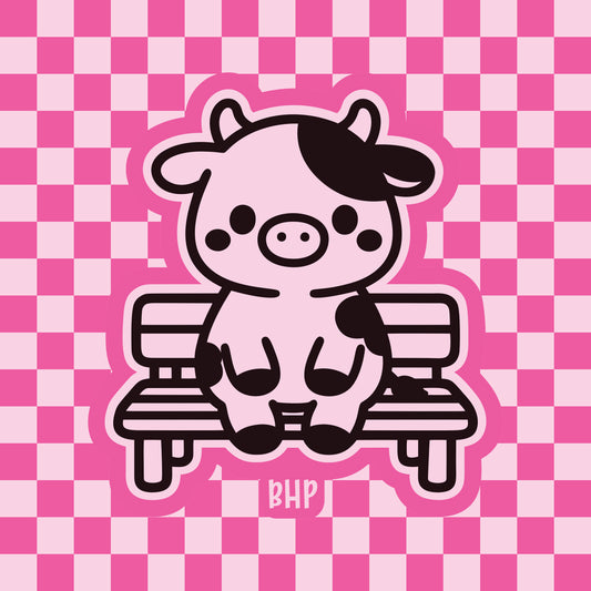 Cow sitting on a bench silicone freshie mold