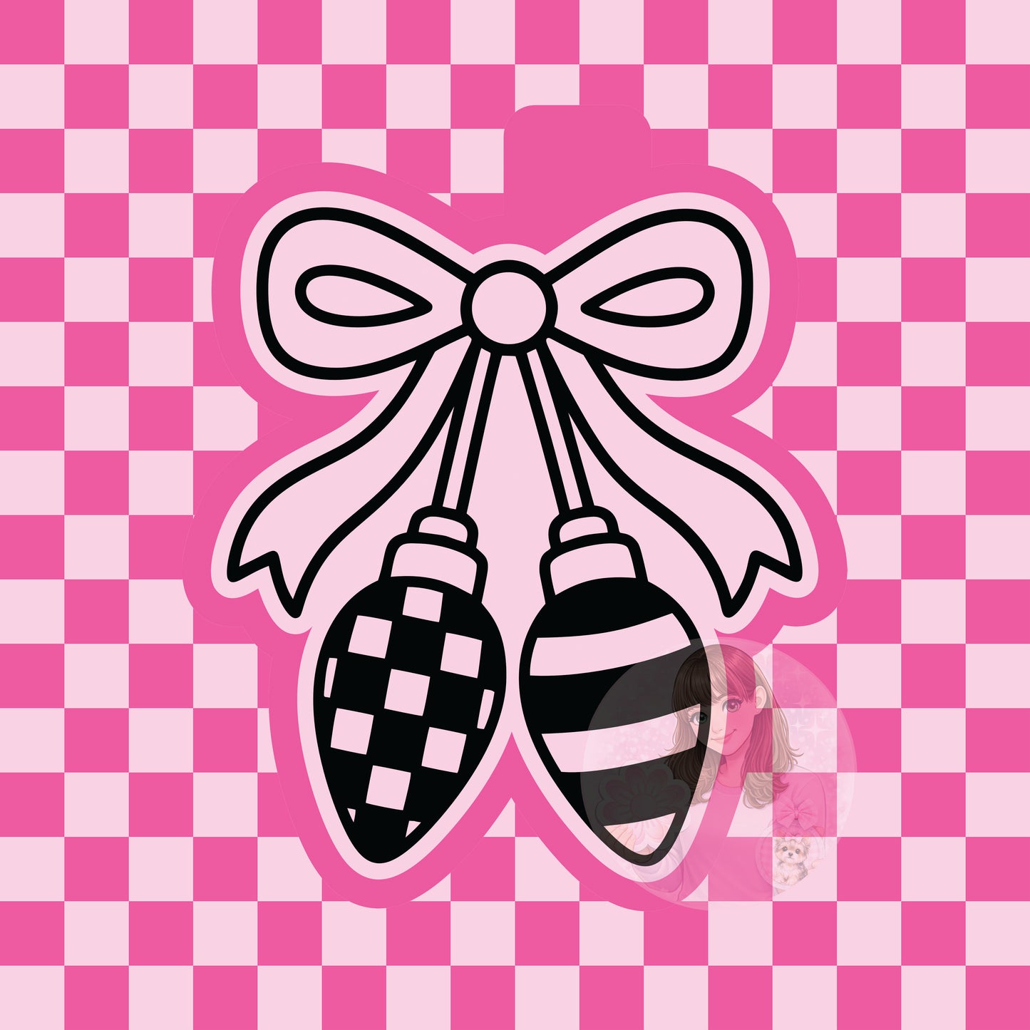 Checkered and striped Christmas bulb bow silicone freshie mold