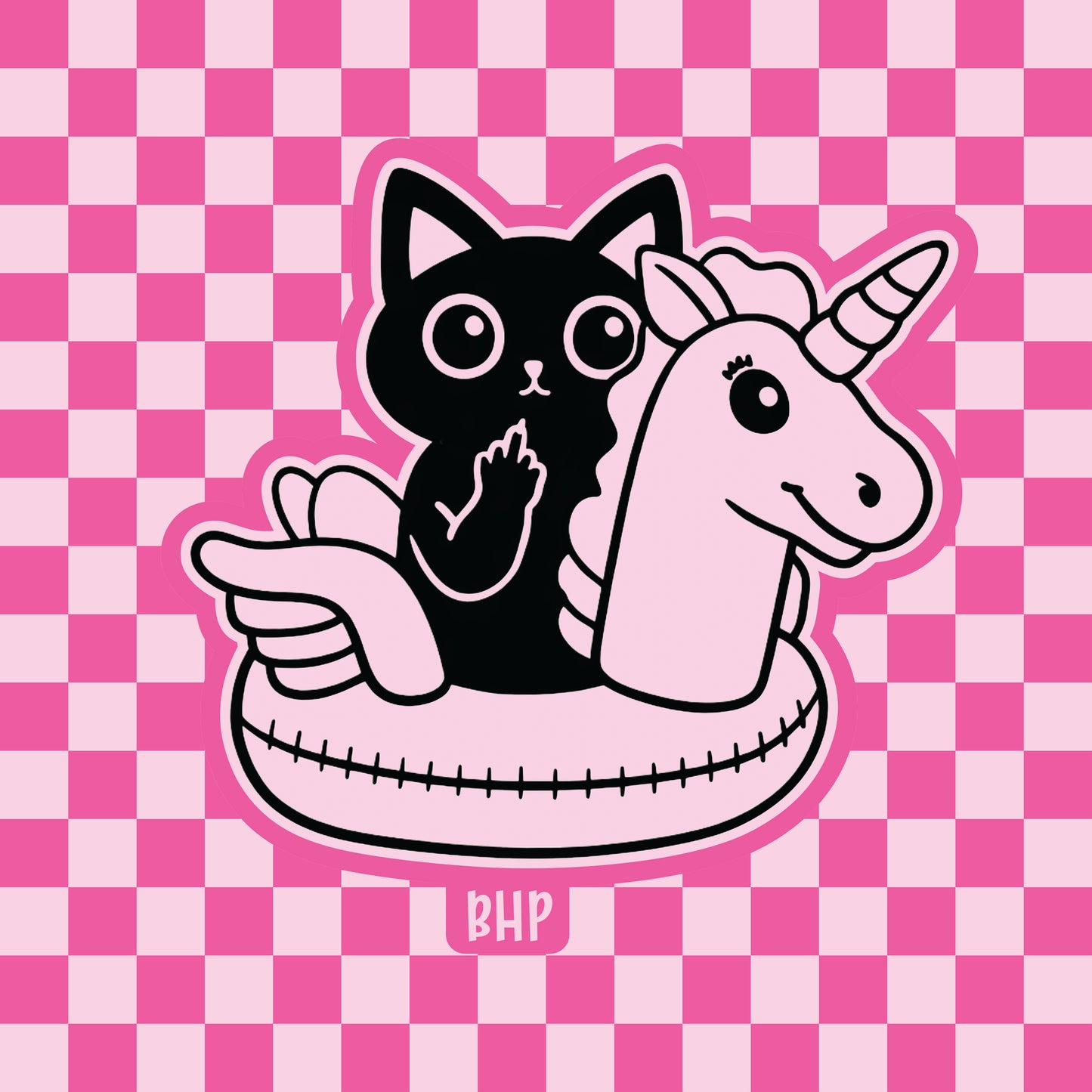 Middle finger cat on unicorn floatie silicone freshie mold