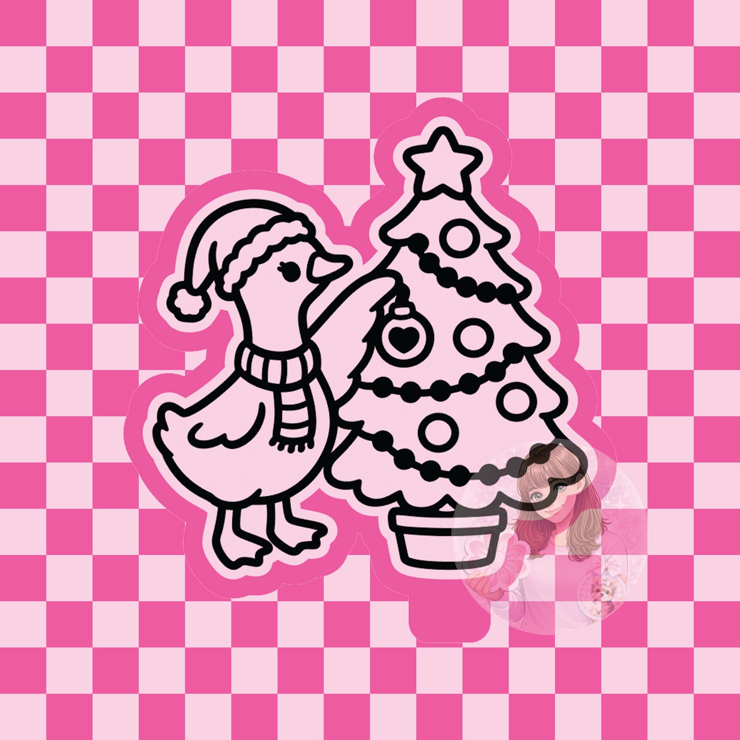 Goose decorating a Christmas tree silicone freshie mold
