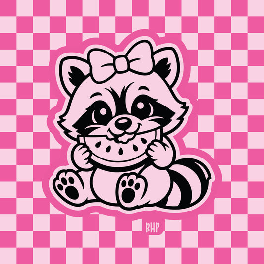 Raccoon with watermelon silicone freshie mold