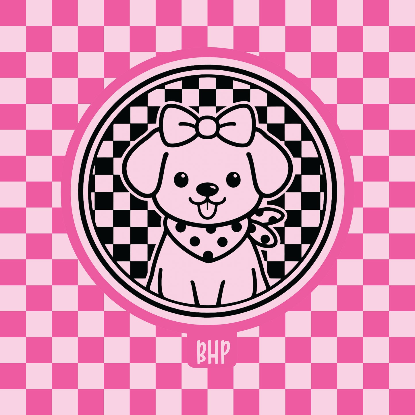 Puppy in checkered circle silicone freshie mold