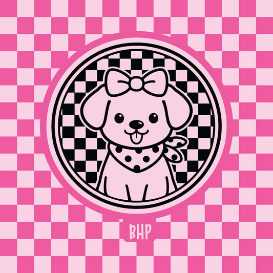 Puppy in checkered circle silicone freshie mold