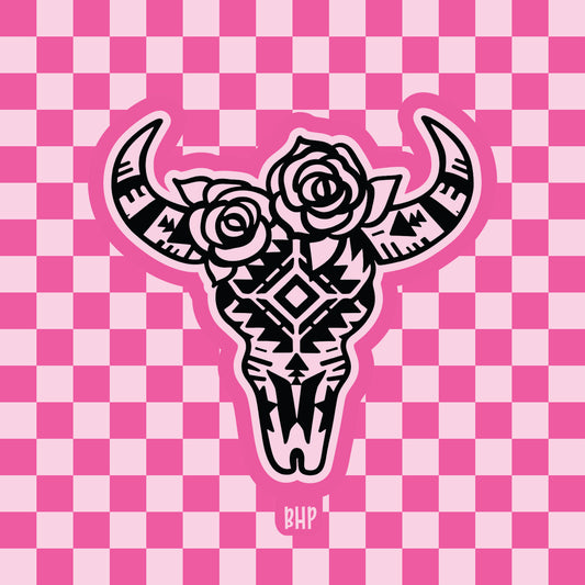 Western bull skull with roses silicone freshie mold