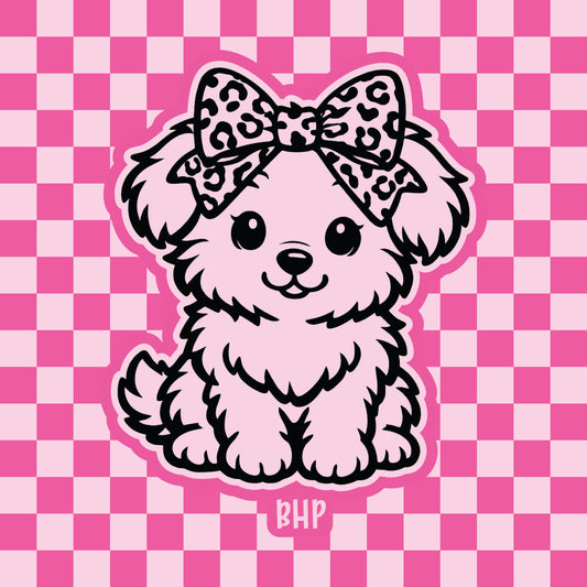 Puppy with leopard bow silicone freshie mold