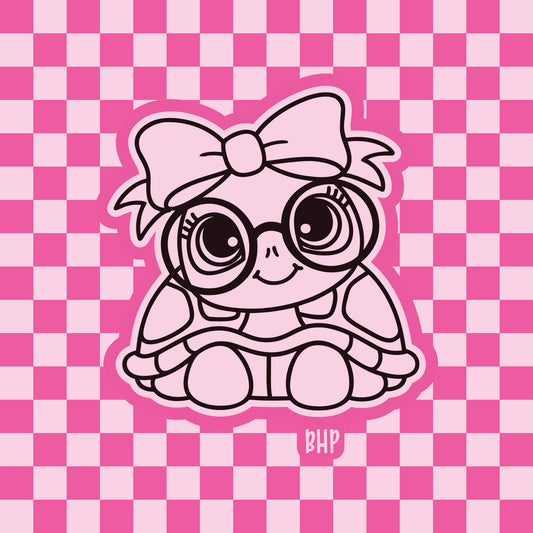 Turtle with glasses and bow silicone freshie mold
