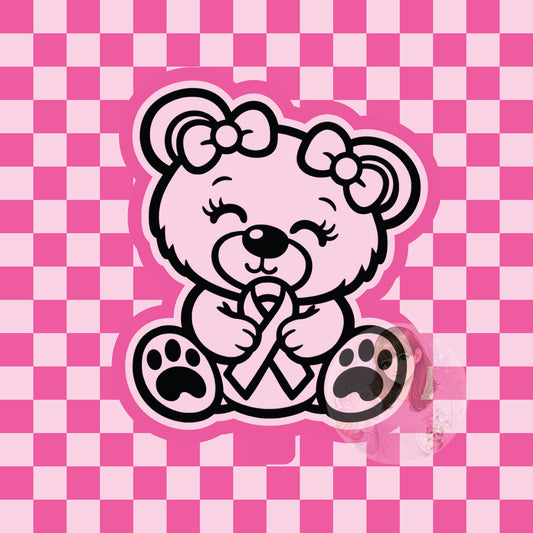 Teddy bear with awareness ribbon silicone freshie mold