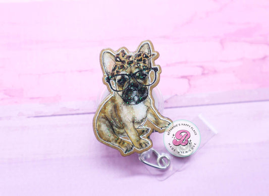 French bulldog badge reel