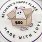 Halloween boo ghost in a box badge reel
