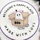 Halloween boo ghost in a box badge reel