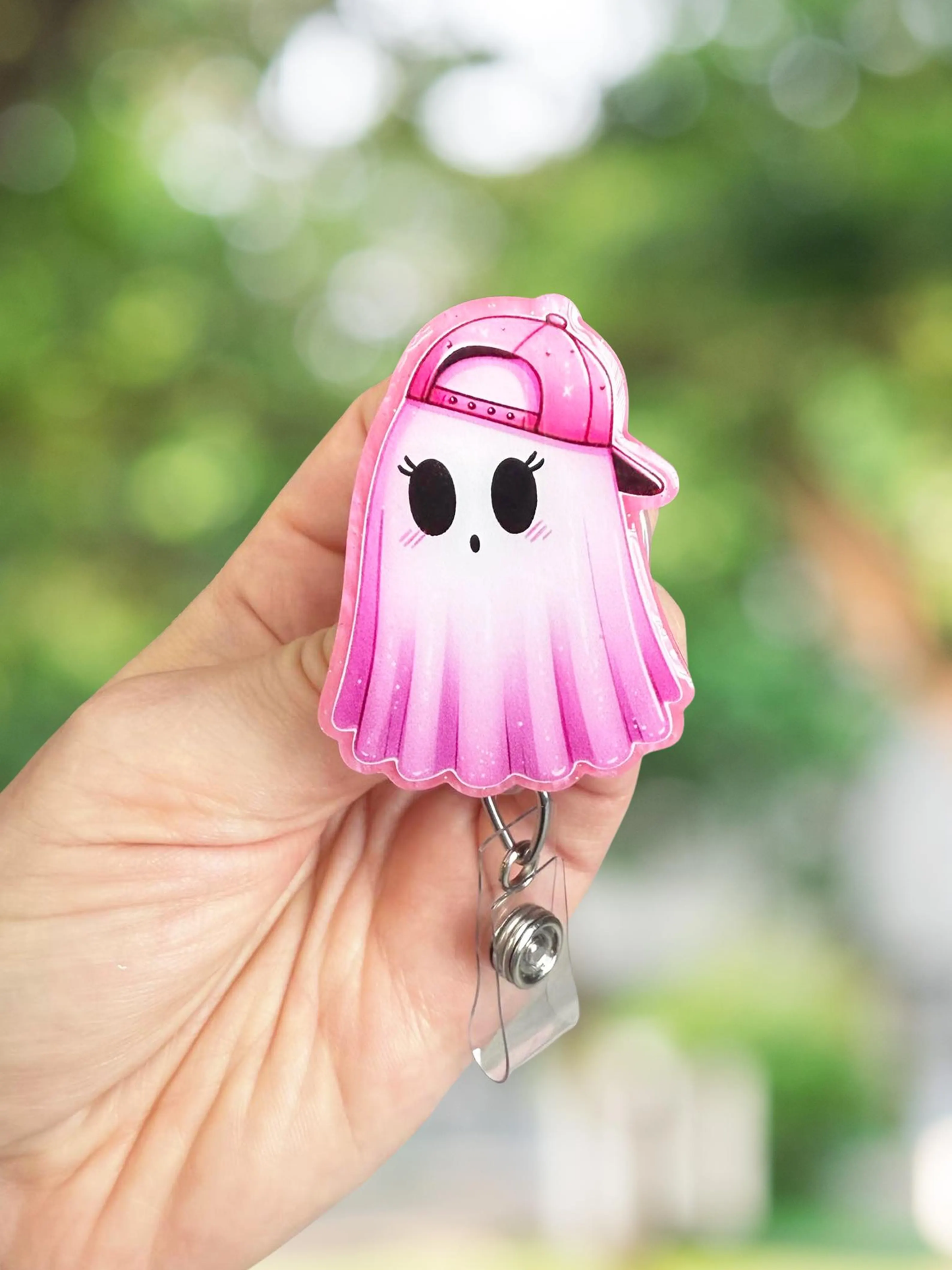 Ghost with Hat Retractable Badge Reel